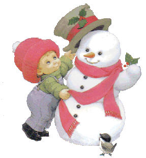 a boy with a snowman 